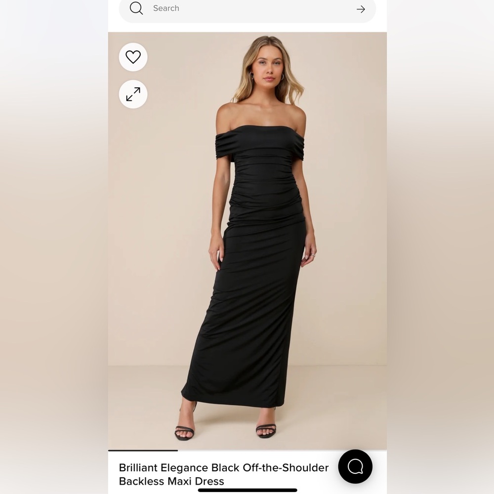 NEVER WORN Lulu’s Black Off-The-Shoulder Backless Maxi Dress